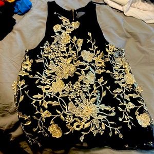 Gold brocade dressy black tank by Anthropologie (Size S)